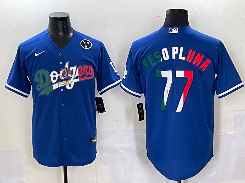 Men 2025 Los Angeles Dodgers #77 Pesopluma  Blue Nike MLB Jersey style 012